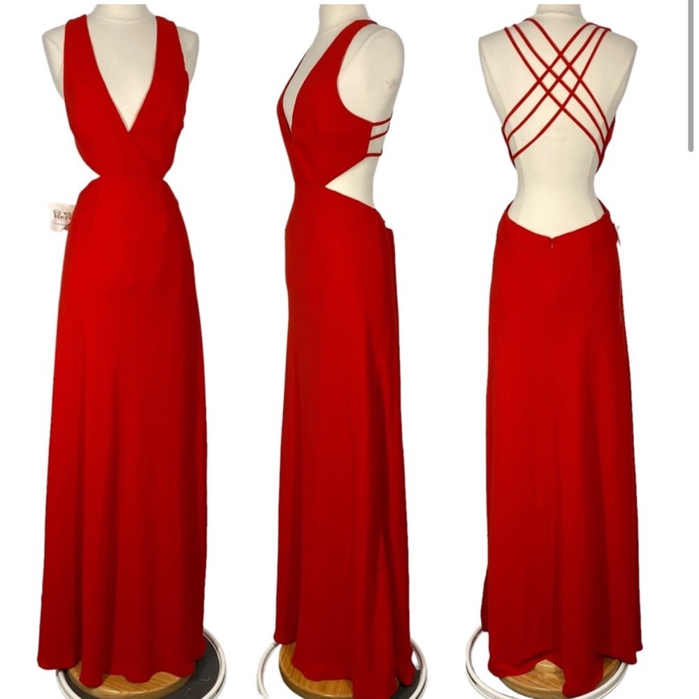 Fame and Partners Red Strappy Back Long Dress